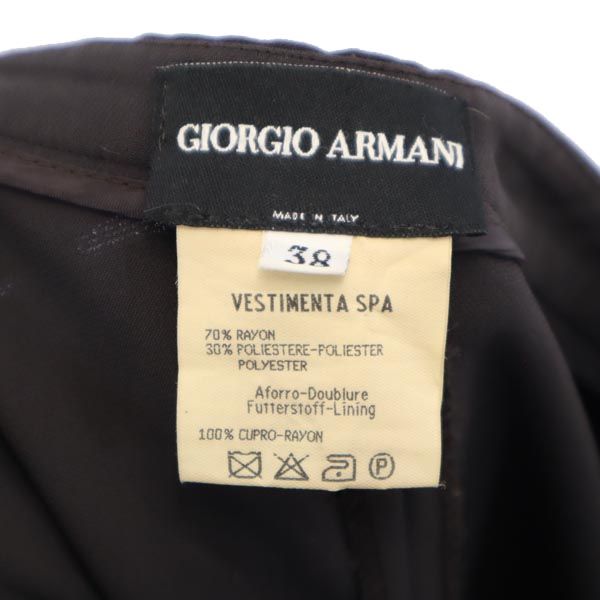 ジョルジオアルマーニ イタリア製 ロングパンツ 38 ブラウン系 GIORGIO ARMANI サイドジップ レディース