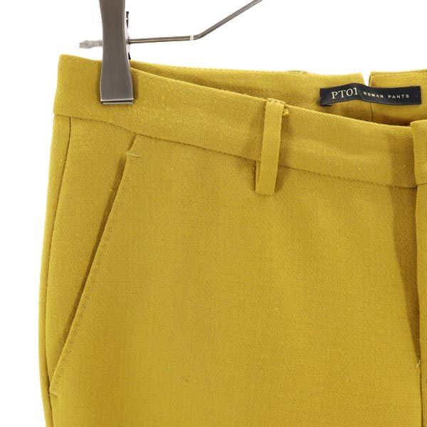 PT01 ピーティーゼロウーノ センタープレス スラックスパンツ 38 イエロー系 レディース