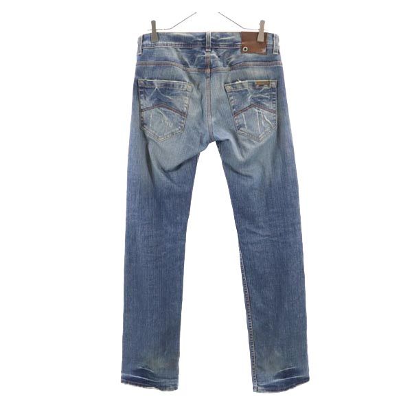 ARMANI EXCHANGE アルマーニエクスチェンジ USA製 ストレートデニムパンツ w28 ダメージ加工 メンズ