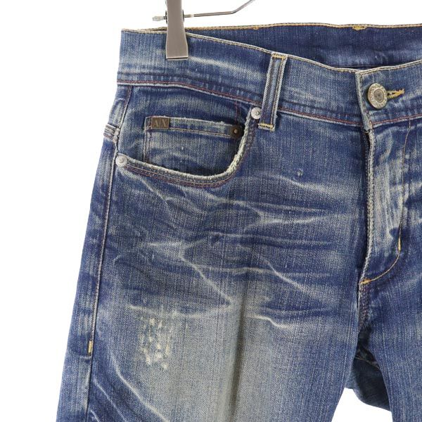 ARMANI EXCHANGE アルマーニエクスチェンジ USA製 ストレートデニムパンツ w28 ダメージ加工 メンズ