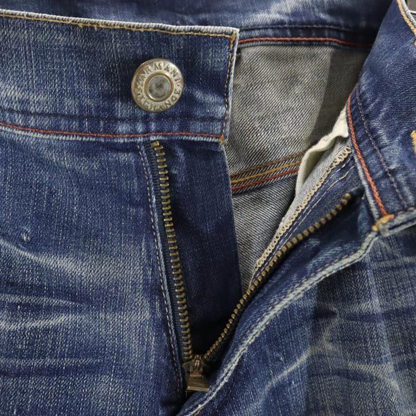 ARMANI EXCHANGE アルマーニエクスチェンジ USA製 ストレートデニムパンツ w28 ダメージ加工 メンズ