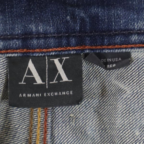 ARMANI EXCHANGE アルマーニエクスチェンジ USA製 ストレートデニムパンツ w28 ダメージ加工 メンズ