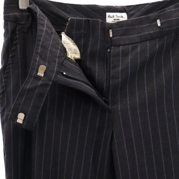 Paul Smith ポールスミス イタリア製 ウール ストライプ柄 スラックスパンツ 40 グレー系 レディース