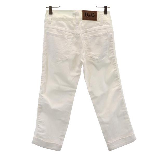 DOLCE&GABBANA ドルチェアンドガッバーナ クロップド デニムパンツ w24 ホワイト ジーンズ ダメージ加工 切替 レディース