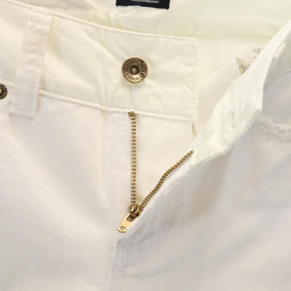 DOLCE&GABBANA ドルチェアンドガッバーナ クロップド デニムパンツ w24 ホワイト ジーンズ ダメージ加工 切替 レディース
