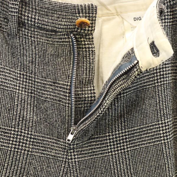 DIGAWEL ディガウェル ウールブレンド グレンチェック クロップドパンツ グレー系 メンズ