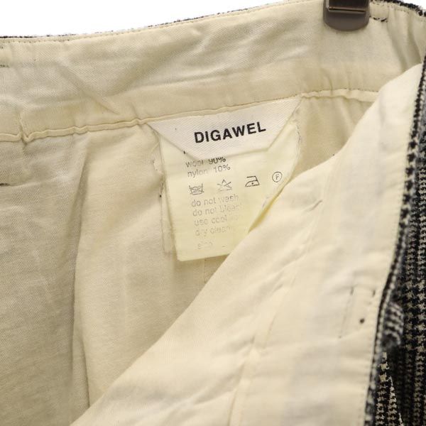 DIGAWEL ディガウェル ウールブレンド グレンチェック クロップドパンツ グレー系 メンズ