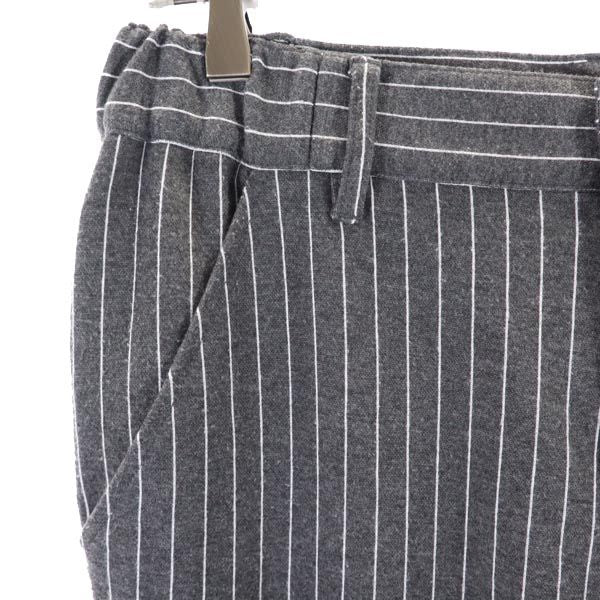 SUPERTHANKS スーパーサンクス ストライプ柄 パンツ S グレー×ホワイト メンズ