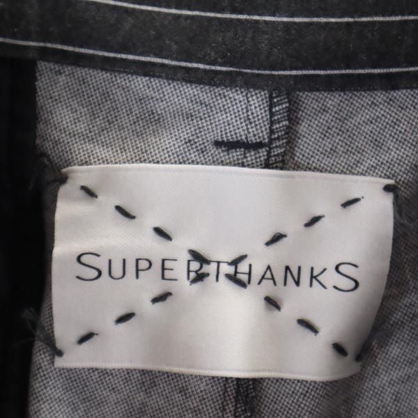 SUPERTHANKS スーパーサンクス ストライプ柄 パンツ S グレー×ホワイト メンズ