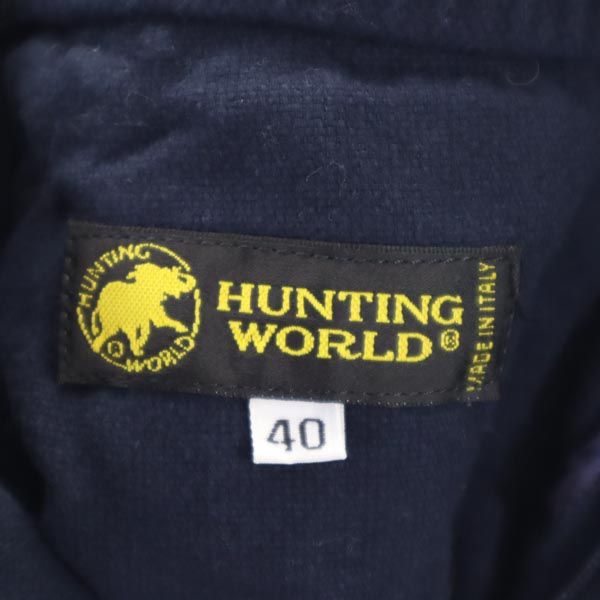 HUNTING WORLD ハンティングワールド イタリア製 ワイドパンツ 40 ネイビー ウエストゴム レディース