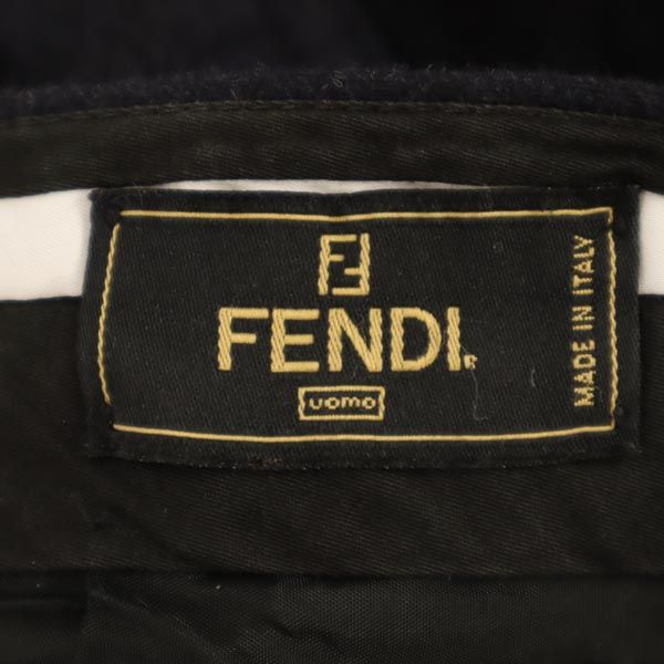 フェンディ イタリア製 ウールブレンド スラックスパンツ ネイビー FENDI メンズ