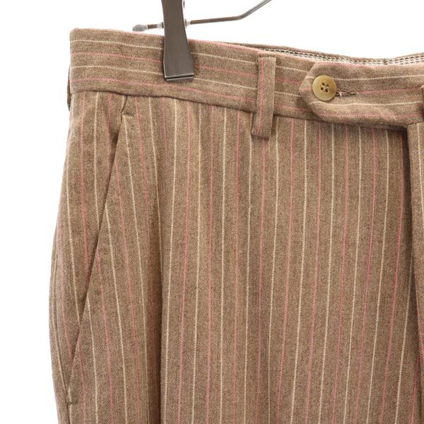 MARCO ZANINI マルコザニーニ イタリア製 ウールブレンド ストライプ柄 スラックスパンツ 46 ベージュ系 レディース
