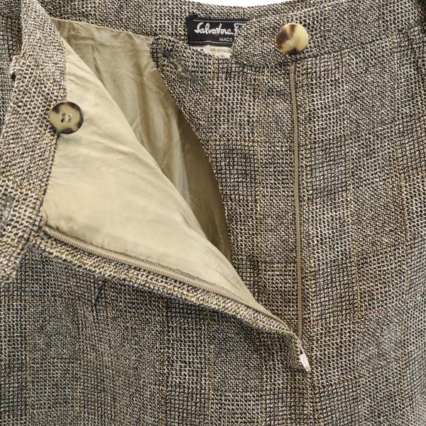 Salvatore Ferragamo サルヴァトーレフェラガモ ウールブレンド ワイドパンツ 38 ブラウン系 レディース