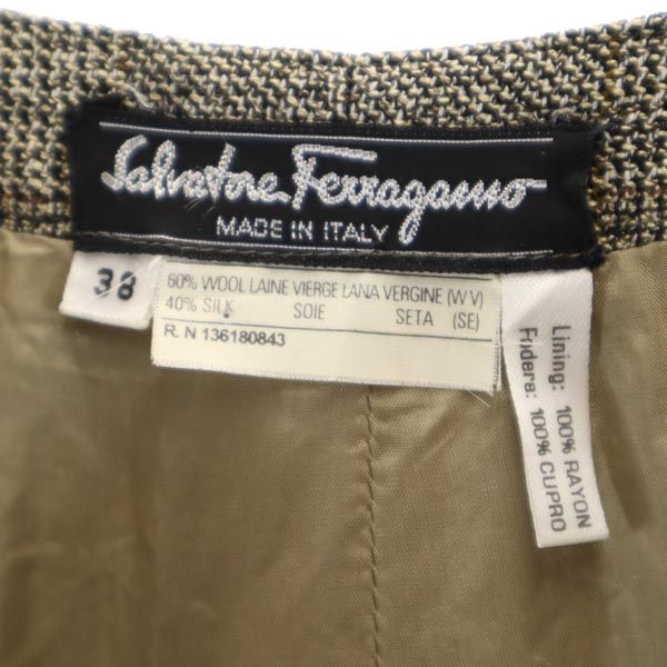 Salvatore Ferragamo サルヴァトーレフェラガモ ウールブレンド ワイドパンツ 38 ブラウン系 レディース
