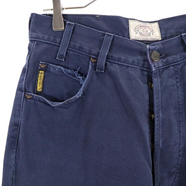 ARMANI JEANS アルマーニジーンズ イタリア製 ストレートデニムパンツ w30 ネイビー系 ボタンフライ ジーンズ メンズ