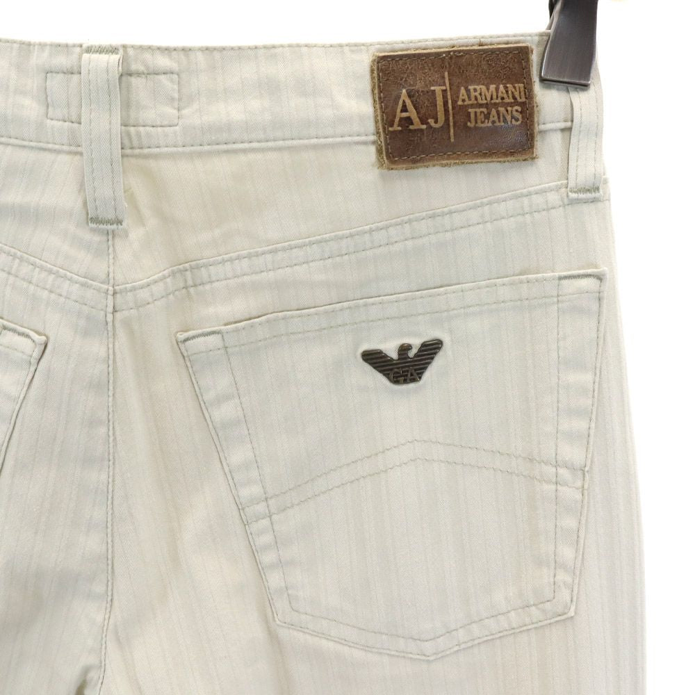 アルマーニジーンズ イタリア製 ストライプ ストレッチパンツ w26 ホワイト系 ARMANI JEANS レディース