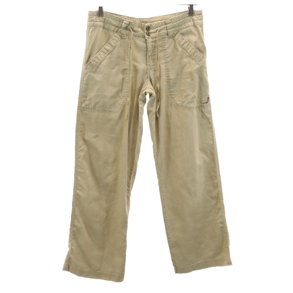 patagonia パタゴニア アウトドア ヘンプブレンド ロングパンツ 4 カーキ系 ウエスト紐 レディース