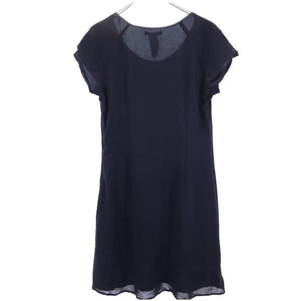 JIL SANDER ジルサンダー イタリア製 ウール 半袖 ワンピース 40 ネイビー系 サイドジップ レディース