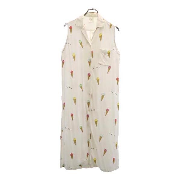 gelato pique ジェラートピケ 総柄 ノースリーブ シャツ ワンピース F 白系 レディース