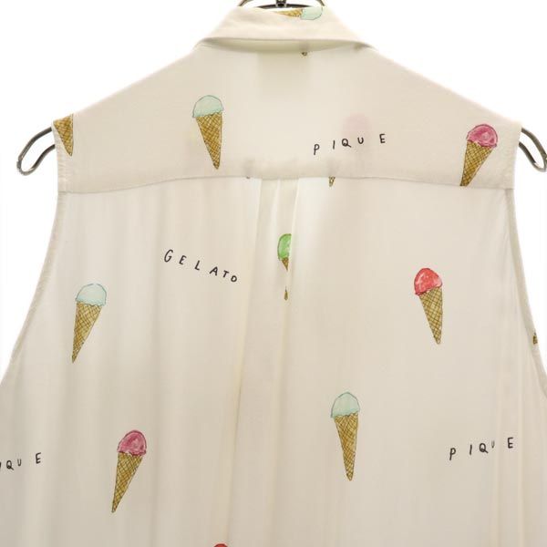 gelato pique ジェラートピケ 総柄 ノースリーブ シャツ ワンピース F 白系 レディース