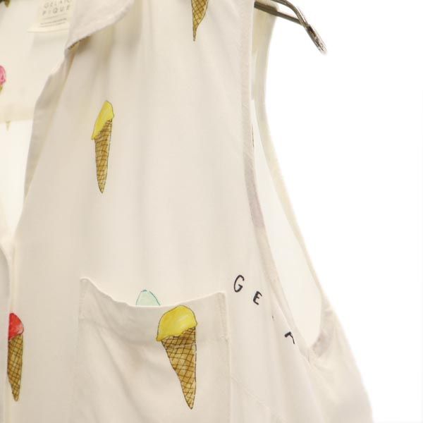 gelato pique ジェラートピケ 総柄 ノースリーブ シャツ ワンピース F 白系 レディース