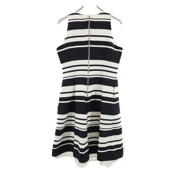 Kate Spade ケイトスペード シルクブレンド ボーダー柄 ノースリーブ ワンピース 8 黒×白 レディース