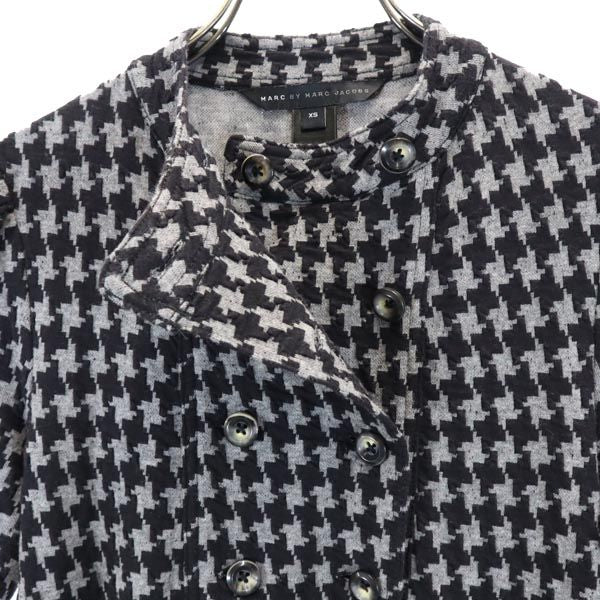 MARC BY MARC JACOBS マークバイマークジェイコブス 千鳥柄 半袖 パフスリーブ ワンピース XS 黒×グレー系 レディース