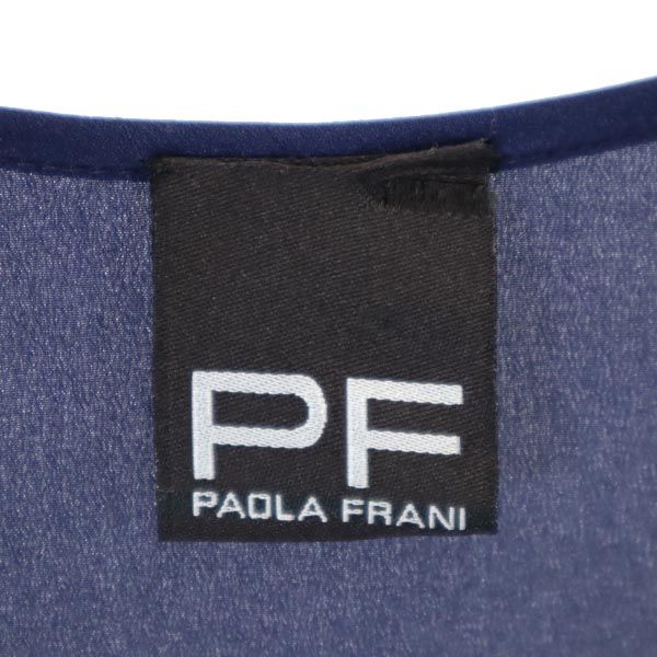 PAOLA FRANI パオラフラーニ 長袖 ワンピース ネイビー×ホワイト ビーズ装飾 レディース