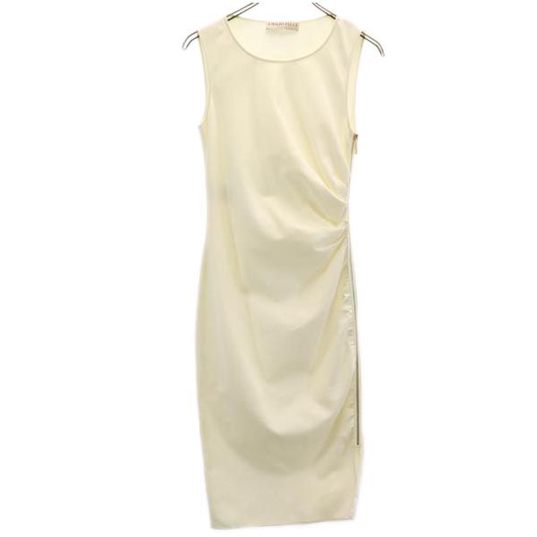 Emilio Pucci エミリオプッチ イタリア製 ノースリーブ ワンピース I38 ホワイト系 サイドジップ レディース