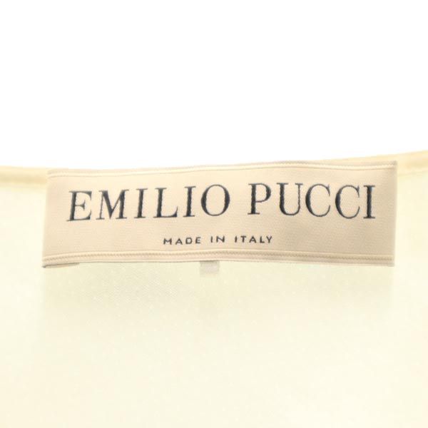 エミリオプッチ イタリア製 ノースリーブ ワンピース I38 ホワイト系 Emilio Pucci サイドジップ レディース