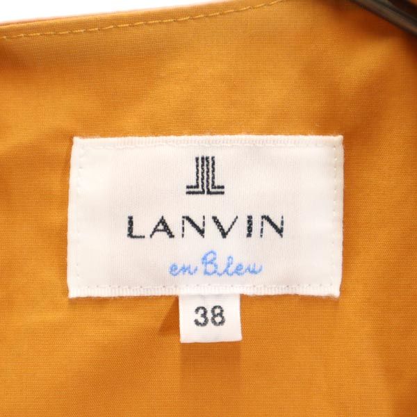 ランバンオンブルー 日本製 7分袖 オープンショルダー ワンピース 38 キャメル LANVIN en Bleu レディース