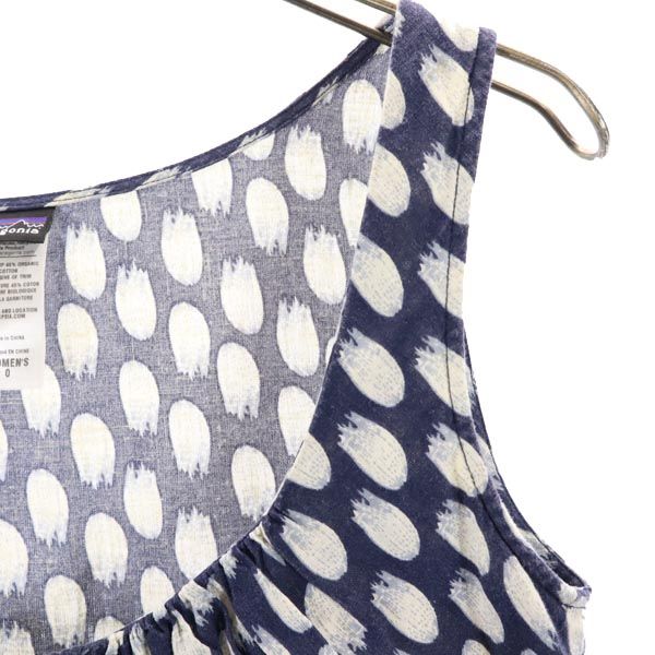 patagonia パタゴニア アウトドア ノースリーブ ワンピース 0 紺×白 レディース