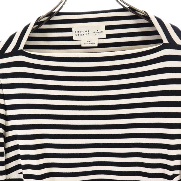 Kate Spade ケイトスペード ボーダー柄 7分袖 ワンピース S 白×黒 レディース