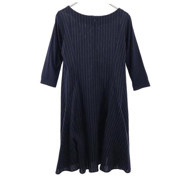 Yohji Yamamoto ヨウジヤマモト 7分袖 ワンピース ネイビー レディース