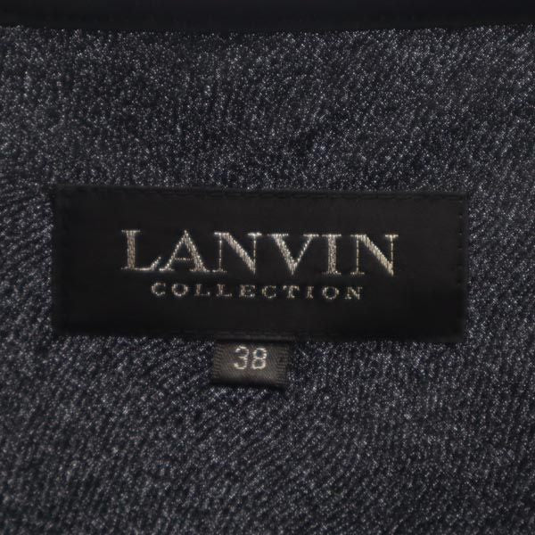 ランバン 日本製 フレンチスリーブ フレア ワンピース 38 ブラック LANVIN レディース