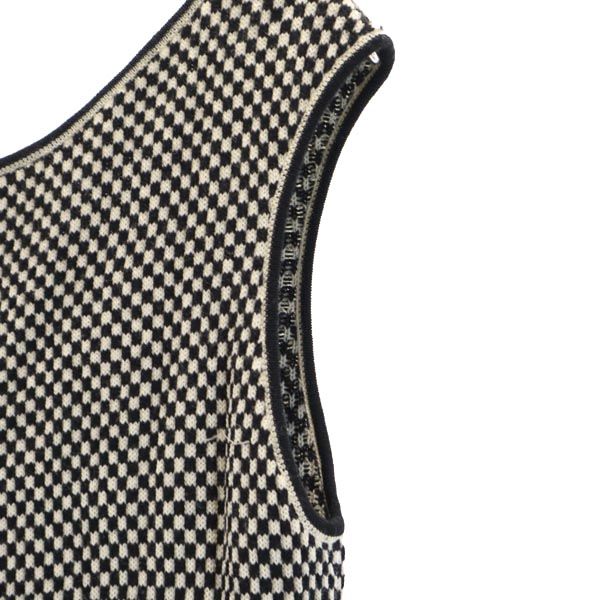 ANTEPRIMA アンテプリマ ブロックチェック柄 ノースリーブ ニット ワンピース 42 白×黒 レディース