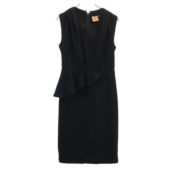 Tory Burch トリーバーチ フリルデザイン ノースリーブ フリルデザイン ワンピース 4 ブラック バックジップ レディース