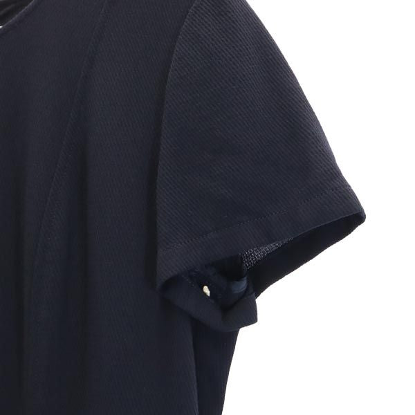 YVES SAINT LAURENT イヴサンローラン 三陽商会 ウールブレンド 半袖 ワンピース 36 ネイビー系 バックジップ レディース