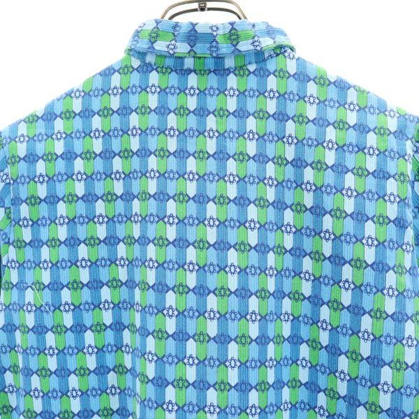 PERMANENT PRESS パーマネントプレス ヴィンテージ 総柄 長袖 シャツ ワンピース 14 ブルー×グリーン レディース