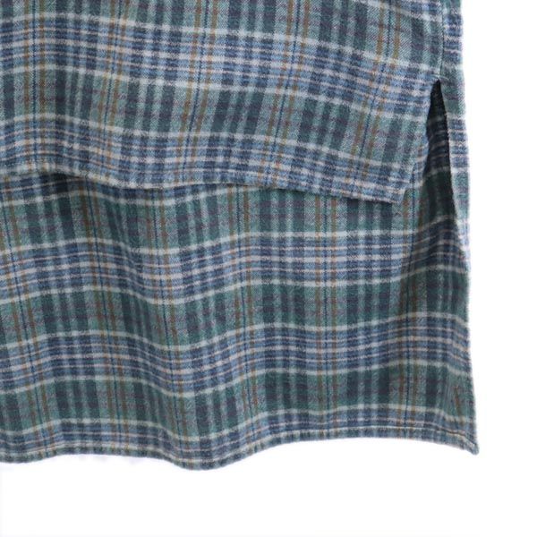 ヴィンテージ 70s グランパシャツ ユーロワーク チェック柄 長袖 ハーフボタン シャツ ブルー系 VINTAGE メンズ