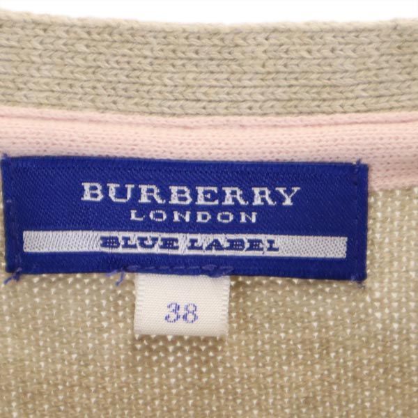 バーバリーブルーレーベル 長袖 コットンニット ワンピース 38 ベージュ系 BURBERRY BLUE LABEL レディース