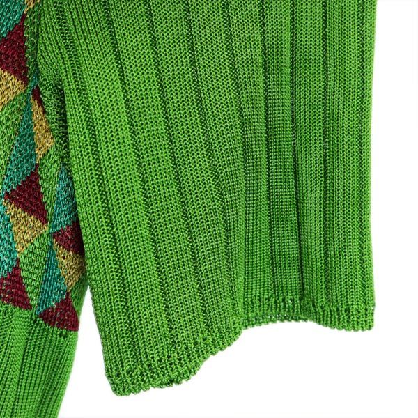 イヴサンローラン 半袖 ニット ワンピース L グリーン系 YVES SAINT LAURENT レディース