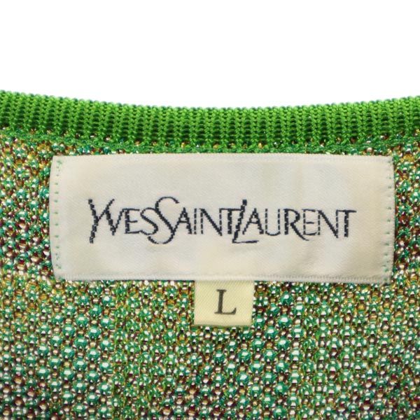 イヴサンローラン 半袖 ニット ワンピース L グリーン系 YVES SAINT LAURENT レディース