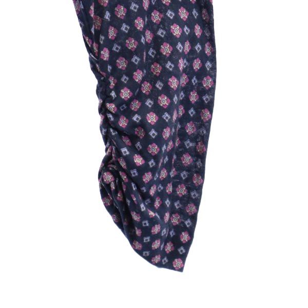 Aquascutum アクアスキュータム 日本製 総柄 長袖 ワンピース ネイビー系 バックジップ レディース