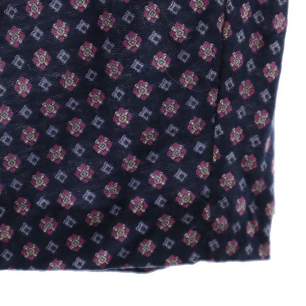 Aquascutum アクアスキュータム 日本製 総柄 長袖 ワンピース ネイビー系 バックジップ レディース