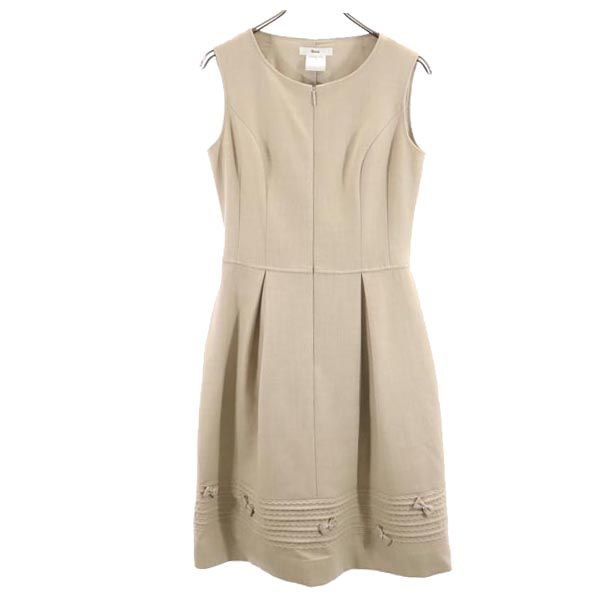 Rene ルネ 日本製 ウールブレンド ノースリーブ ワンピース 36 ベージュ系 フロントジップ レディース