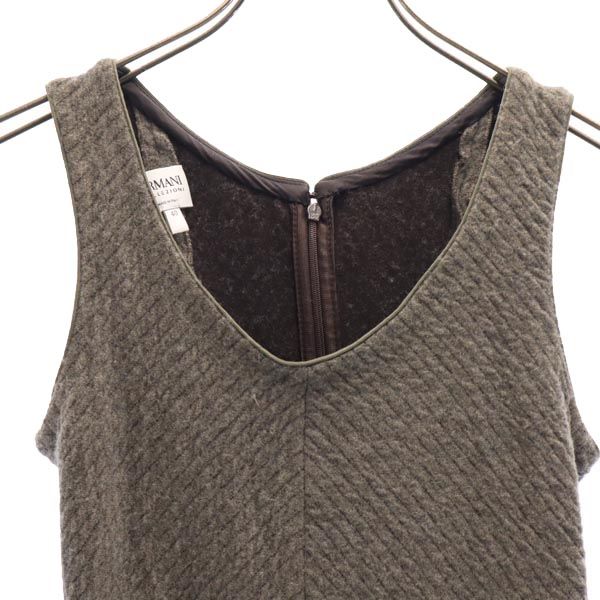 ARMANI COLLEZIONI アルマーニコレッツォーニ ウールブレンド ノースリーブ ニット ワンピース 40 ブラウン系 レディース