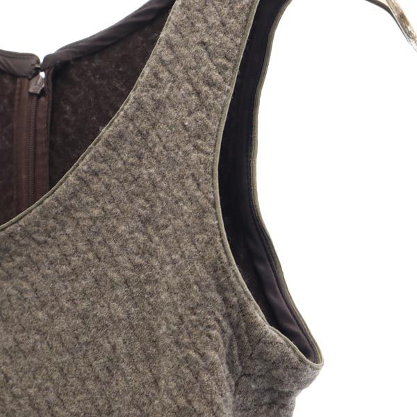 ARMANI COLLEZIONI アルマーニコレッツォーニ ウールブレンド ノースリーブ ニット ワンピース 40 ブラウン系 レディース