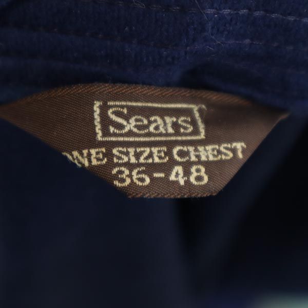 Sears シアーズ 70s ヴィンテージ 半袖 ベルベット調 ローブ コート F ネイビー メンズ