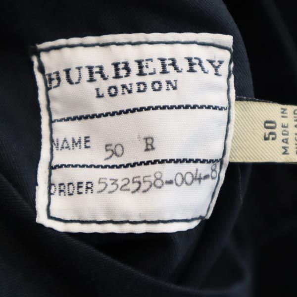 BURBERRY バーバリー 英国製 ステンカラーコート 50 ネイビー ウエストベルト メンズ